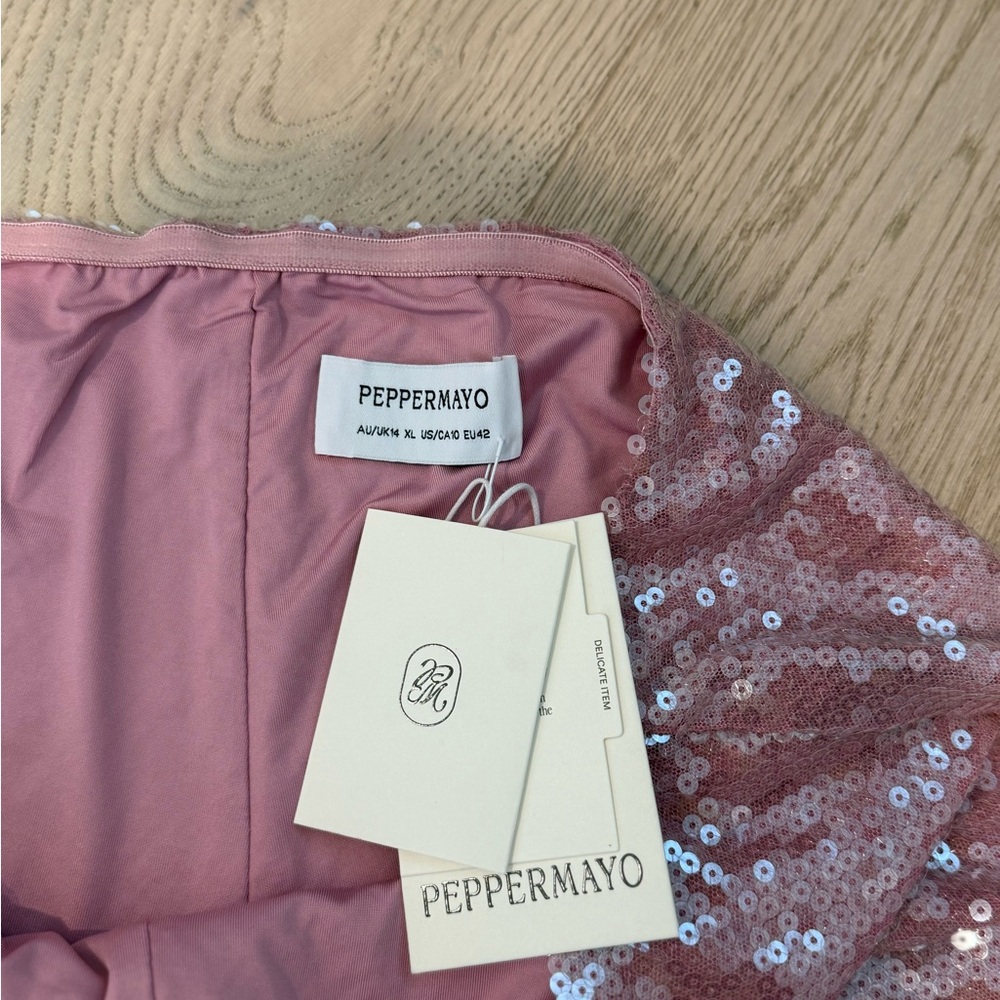 Peppermayo Pink Sequin High Waist Shorts - Picture 2 of 2